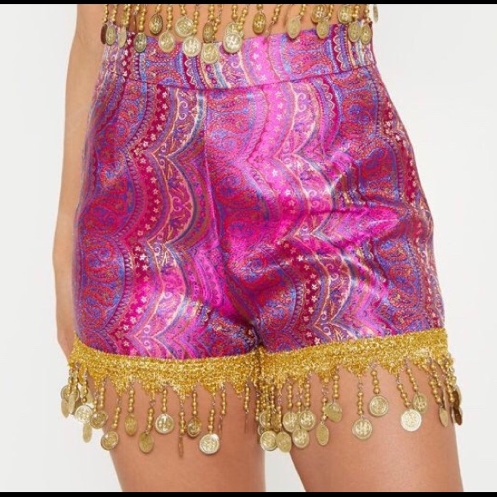 Purple Coined High Waisted Shorts